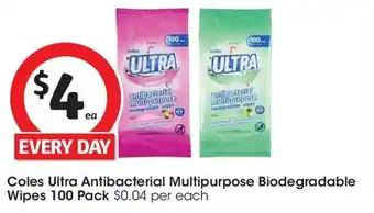 Coles Coles Ultra Antibacterial Multipurpose Biodegradable Wipes offer