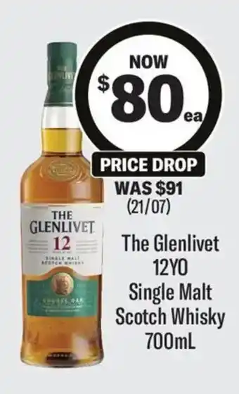 Coles The Glenlivet 12YO Single Malt Scotch Whisky offer