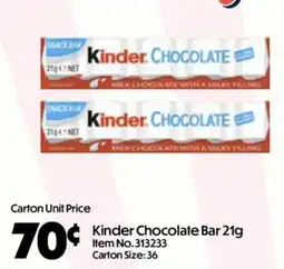Campbells Wholesale Kinder Chocolate Bar offer