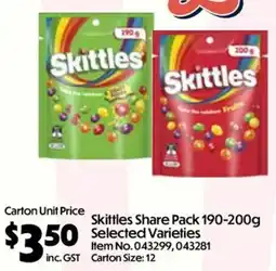 Campbells Wholesale Skittles Share Pack Selected Varieties offer