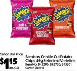 Campbells Wholesale Samboy Crinkle Cut Potato Chips Selected Varieties offer