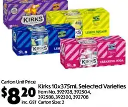 Campbells Wholesale Kirks 10x375mL Selected Varieties offer