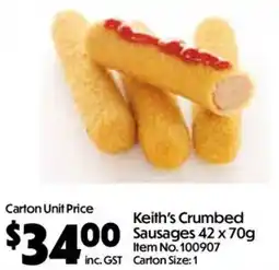 Campbells Wholesale Keith's Crumbed Sausages offer