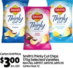 Campbells Wholesale Smith's Thinly Cut Chips 175g Selected Varieties offer