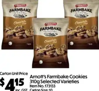 Campbells Wholesale Arnott's Farmbake Cookies Selected Varieties offer