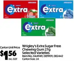 Campbells Wholesale Wrigley's Extra Sugar Free Chewing Gum offer