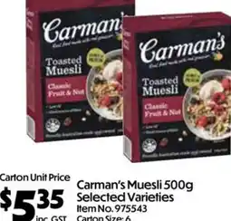 Campbells Wholesale Carman's Muesli offer