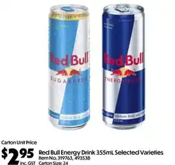 Campbells Wholesale Red Bull Energy Drink 355mL Selected Varieties offer