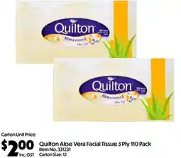 Campbells Wholesale Quilton Aloe Vera Facial Tissue offer