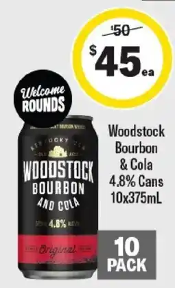 Liquorland Woodstock Bourbon and Cola offer