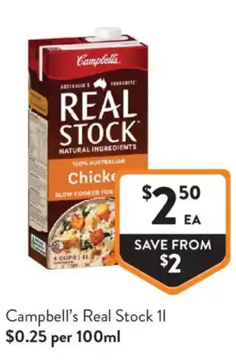 Foodworks Campbell's Real Stock 1l offer