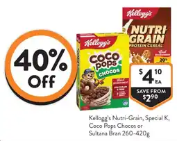 Foodworks Kellogg's Nutri-Grain, Special K, Coco Pops Chocos or Sultana Bran offer