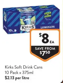 Foodworks Kirks Soft Drink Cans offer