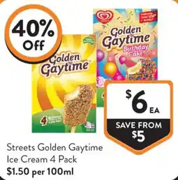 Foodworks Streets Golden Gaytime Ice Cream 4 Pack offer