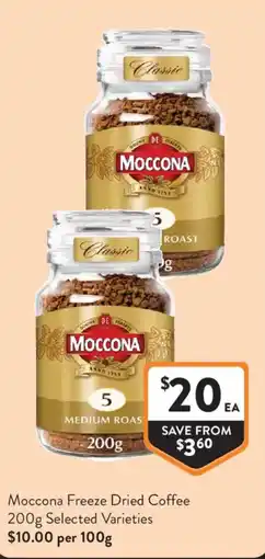 Foodworks Moccona Freeze Dried Coffee 200g Selected Varieties offer