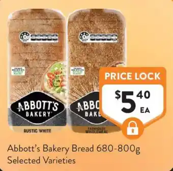 Foodworks Abbott's Bakery Bread Selected Varieties offer
