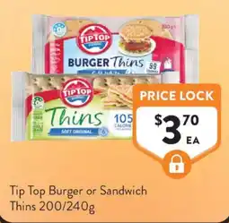 Foodworks Tip Top Burger or Sandwich Thins offer