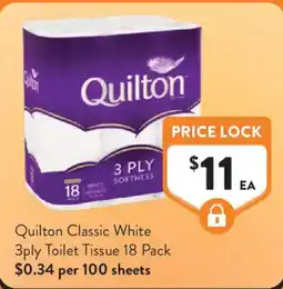 Foodworks Quilton Classic White 3ply Toilet Tissue offer