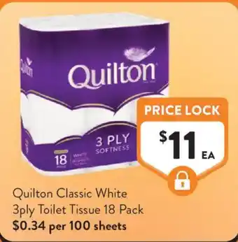 Foodworks Quilton Classic White 3ply Toilet Tissue offer