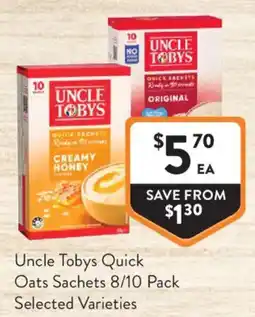 Foodworks Uncle Tobys Quick Oats Sachets offer