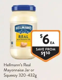 Foodworks Hellmann's Real Mayonnaise Jar or Squeezy offer