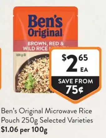 Foodworks Ben's Original Microwave Rice Pouch offer