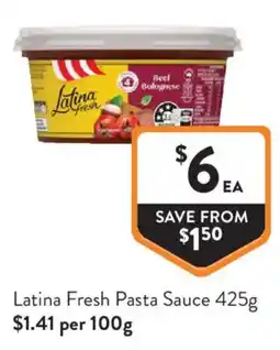 Foodworks Latina Fresh Pasta Sauce offer