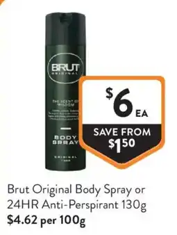 Foodworks Brut Original Body Spray or 24HR Anti-Perspirant offer