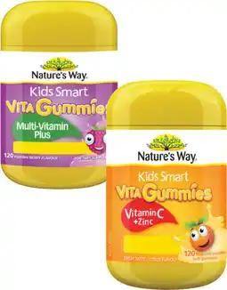 Coles Nature's Way Kids Smart Vita Gummies Multi-Vitamin Plus or Vitamin C + Zinc 120 Pack offer