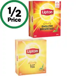 Woolworths Lipton Quality Black Tea Bags or English Breakfast Tea Bags Pk 100 offer