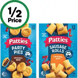 Woolworths Patties Party Pies or Sausage Rolls 450-560g Pk 12 – From the Freezer offer