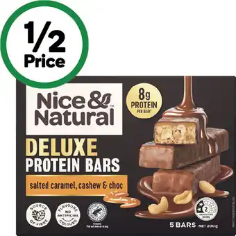 Woolworths Nice & Natural Deluxe Protein Bars 200g Pk 5 or Nut Butter Bars 175g Pk 5 offer
