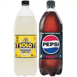 Woolworths Pepsi, Solo, Sunkist or Mountain Dew Soft Drink Varieties 1.25 Litre offer