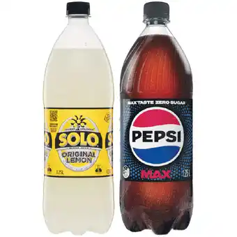 Woolworths Pepsi, Solo, Sunkist or Mountain Dew Soft Drink Varieties 1.25 Litre offer