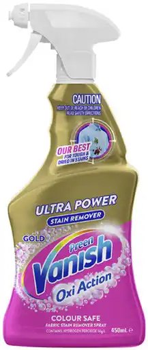 Coles Vanish Preen Oxi Action Gold Fabric Stain Remover Spray offer