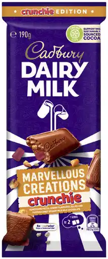 Coles NEW Cadbury Marvellous Creations Crunchie Block Chocolate offer