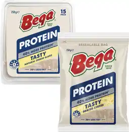 Coles Bega High Protein Cheese Slices or Grated 250g offer
