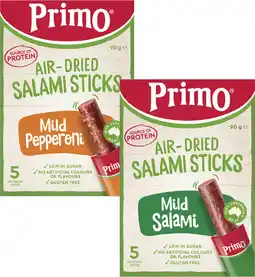 Coles Primo Air-Dried Salami Sticks offer