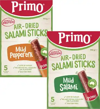 Coles Primo Air-Dried Salami Sticks offer