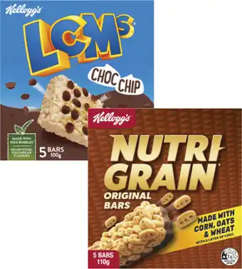 Coles Kellogg's LCMs or Nutri Grain Bars 5 Pack 100g-110g offer