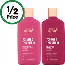 Woolworths Thanks To Nature Shampoo or Conditioner 500ml offer