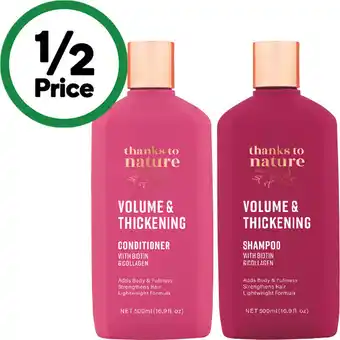 Woolworths Thanks To Nature Shampoo or Conditioner 500ml offer