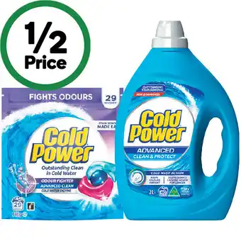 Woolworths Cold Power Laundry Liquid 2 Litre, Powder 2 kg or Capsules Pk 29 offer