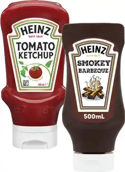 Coles Heinz Ketchup or Barbeque Sauce 500mL offer