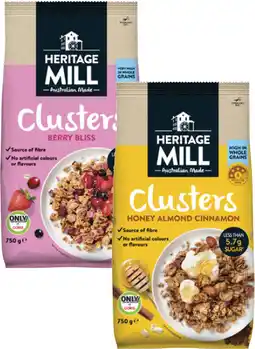 Coles Heritage Mill Muesli or Clusters 650g-750g offer