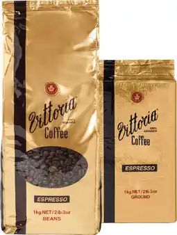 Coles Vittoria Espresso Coffee Beans or Ground 1kg offer