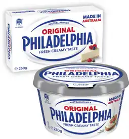 Coles Philadelphia Cream Cheese Block or Tub 250g offer