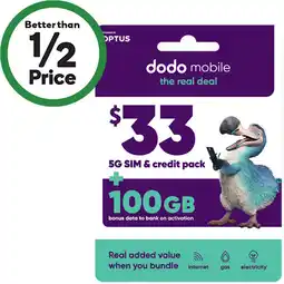 Woolworths Dodo $33 Starter Pack° offer
