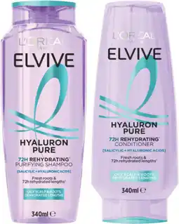 Coles L'Oréal Elvive Hyaluron Pure Shampoo or Conditioner 340mL offer