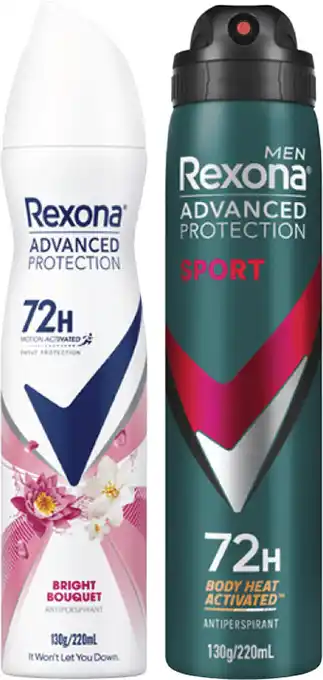 Coles Rexona Advanced 72hr Aerosol Deodorant offer